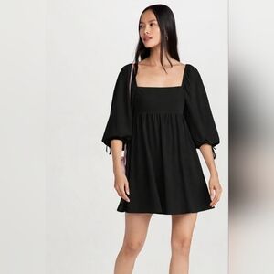 Amanda Uprichard Darling Dress Black Puff Sleeve Mini Size M